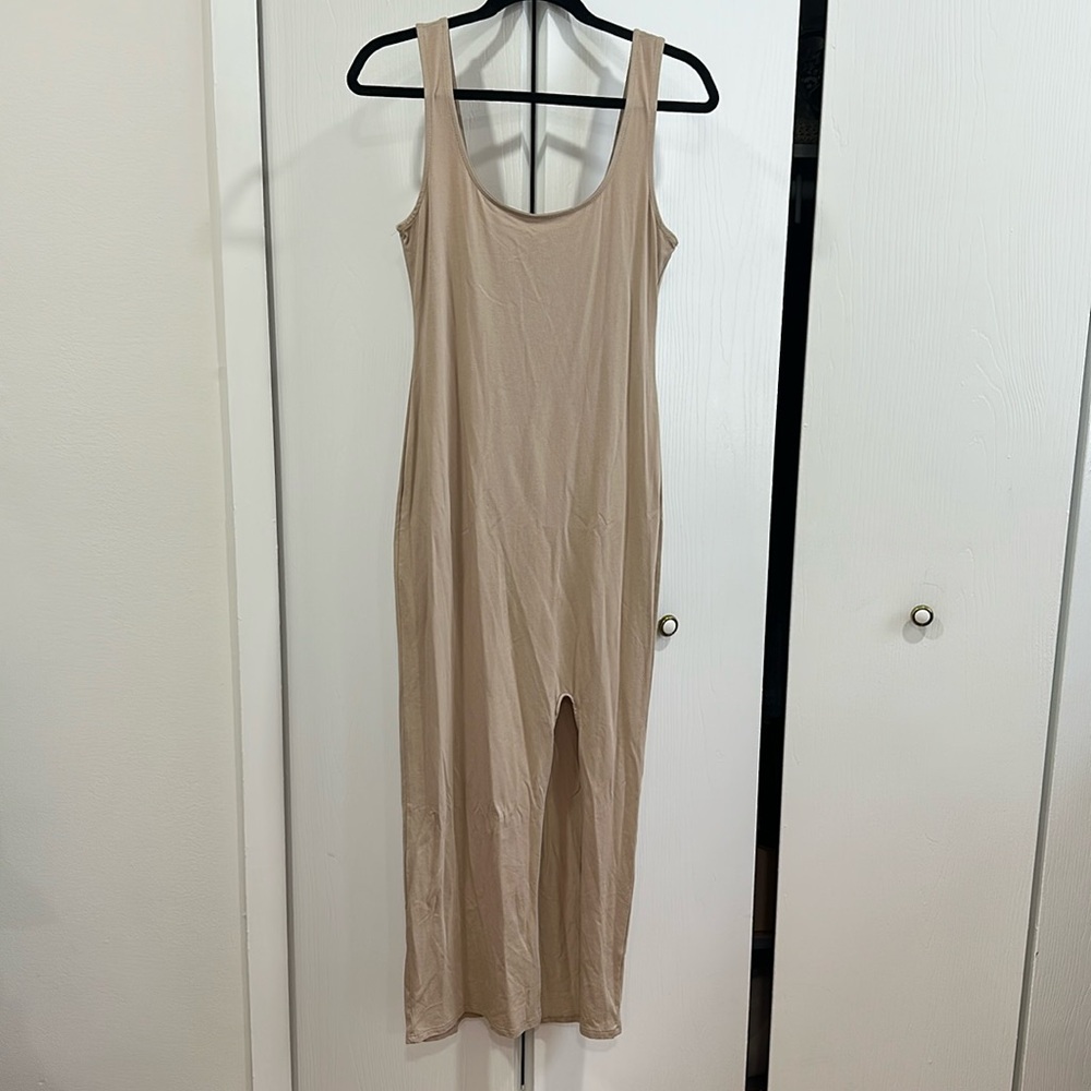 Nude side slit dress